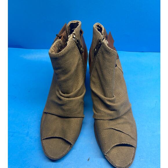 Blowfish Malibu Boots Women's 6.5 Ankle Booties Olive Green Canvas Zip Up Casual - Picture 4 of 10